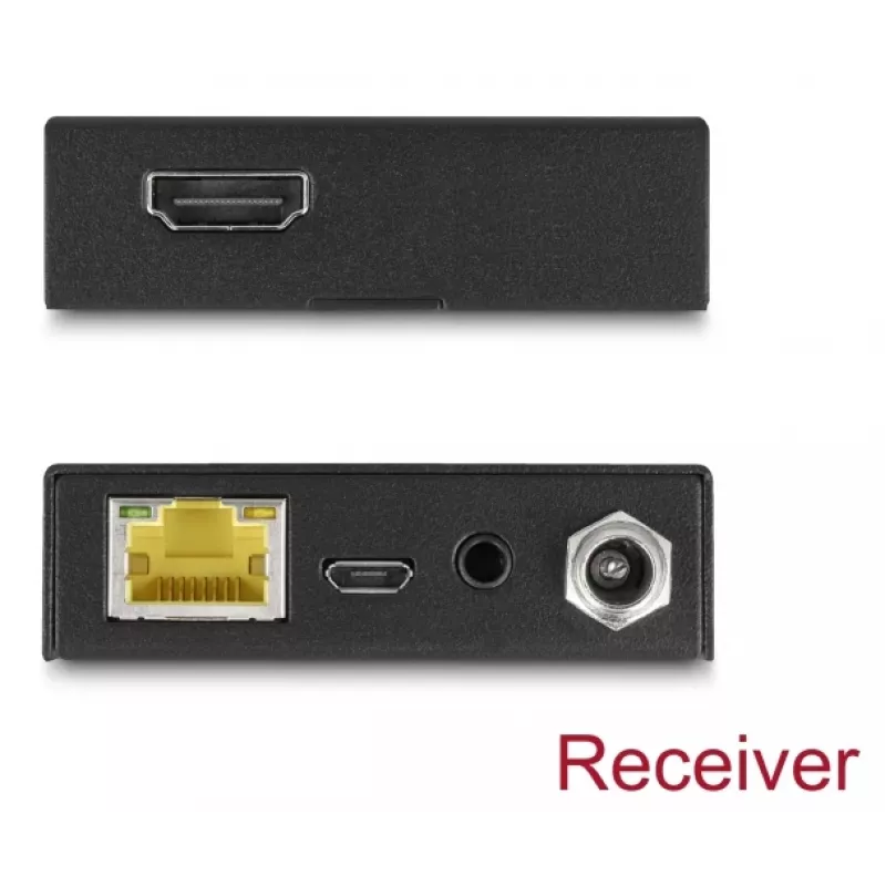 AV-zender- en ontvangerset DELOCK 65955 — Cat6/Cat6a HDMI-extender, tot 3840×2160, bekabeld, Micro-USB-B voeding