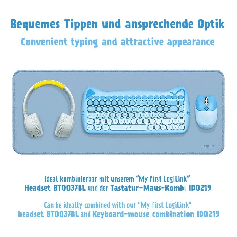 XXL-bureaubladmat voor muis en toetsenbord, blauw
