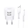usams oplader T20 2x USB 2.1A met Lightning-kabel – draagbare USB-wandlader