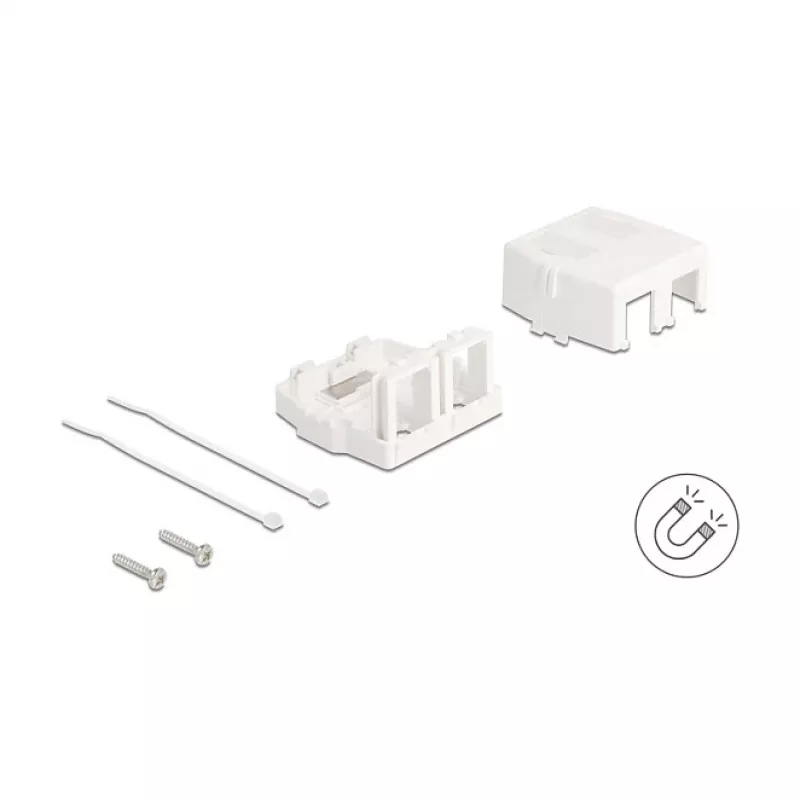 Delock 85843 Lege Keystone-behuizing, 2 poorten, met magnetische voet, wit