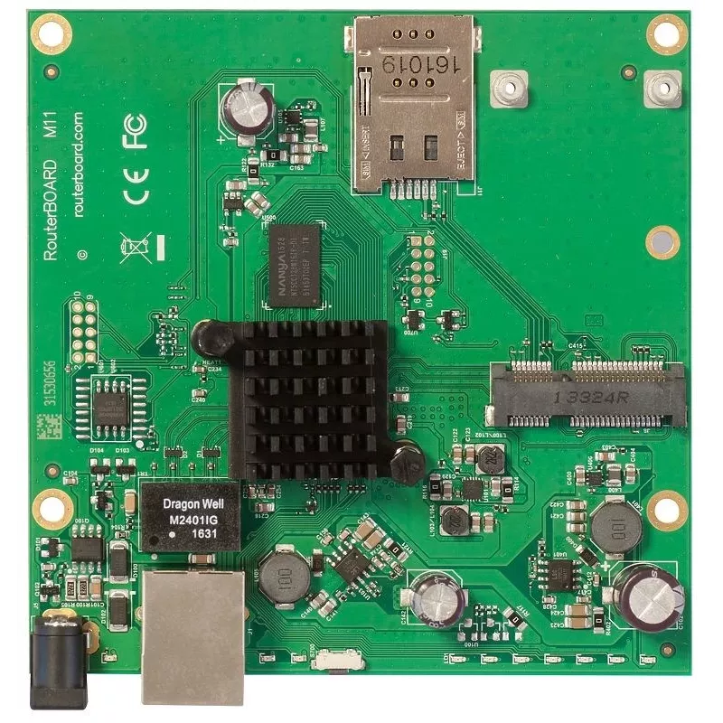 Mikrotik RBM11G bekabelde router zwart, groen, grijs