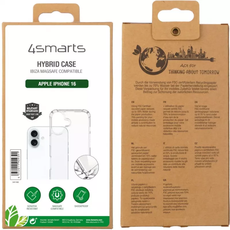 Hoesje 4smarts iPhone 16 15,5 cm (6,1 inch) transparant