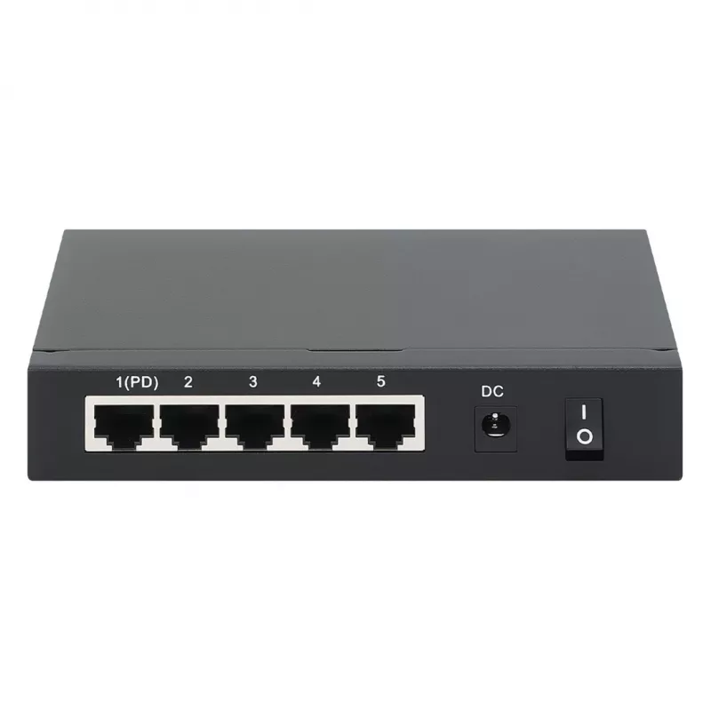 Gigabit 5xPoE Passthrough-switch, gevoed via PoE of AC, 68W