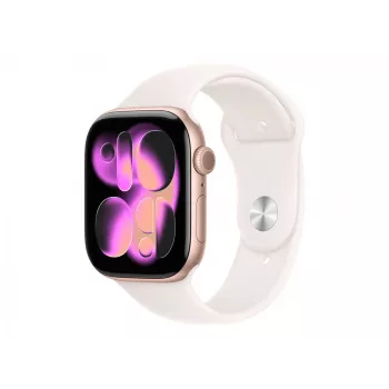 Apple Watch Series 11 GPS 46 mm roségoud aluminium behuizing met lichtroze sportband – S/M | Apple