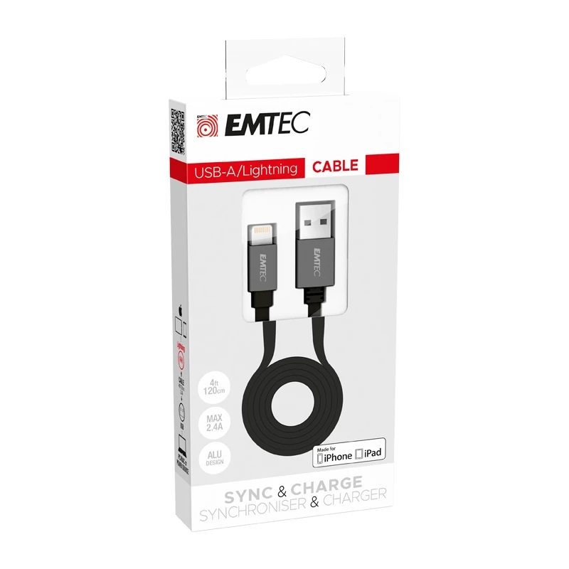 Kabel Emtec T700A 1,2 m zwart