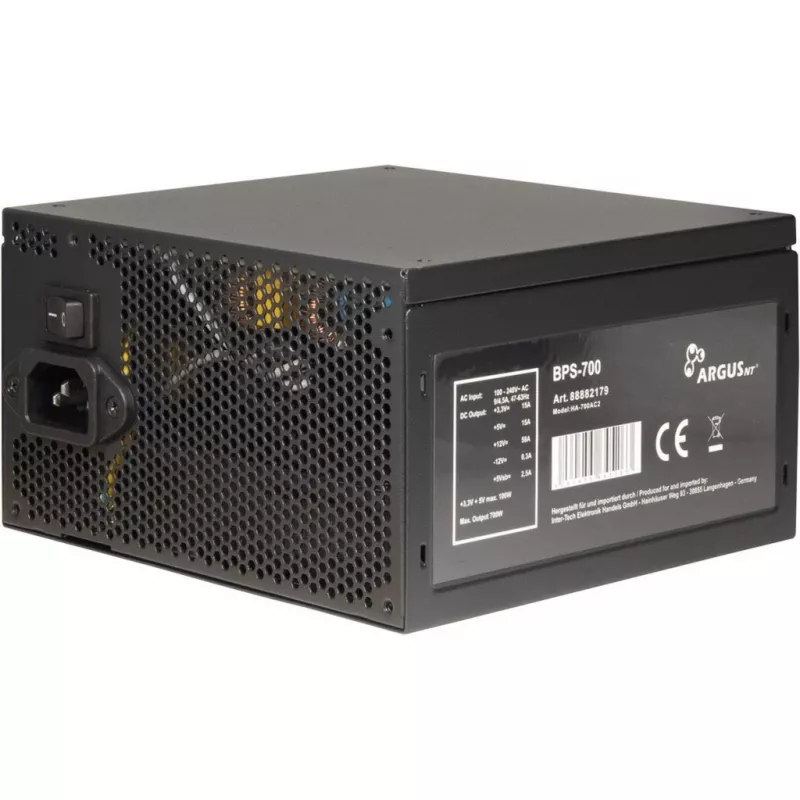 INTER-TECH ArgusNT BPS-700 voeding 120mm ventilator Active PFC 6xSATA 4x PCI-E 6+2 2x 4+4pin 80+ Bronze 230V EU (88882179)