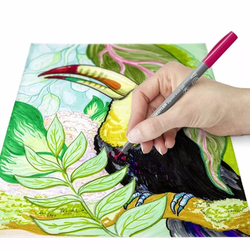 Staedtler Design Journey 371 BK4-3 pigment penseelstiftenset, Forest Colors, 4-delig