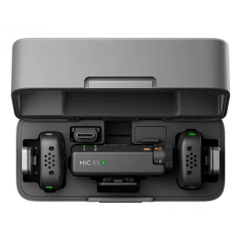 DJI Mic Mini (2 TX + 1 RX + oplaadcase) draadloze microfoonkit - donkergrijs