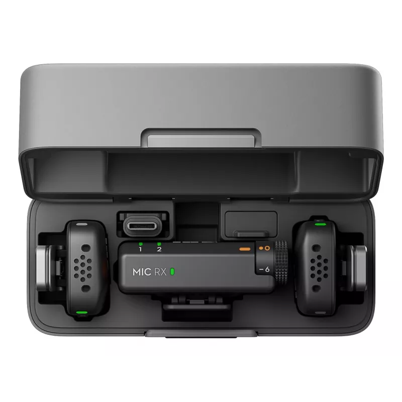 DJI Mic Mini (2 TX + 1 RX + oplaadcase) draadloze microfoonkit - donkergrijs