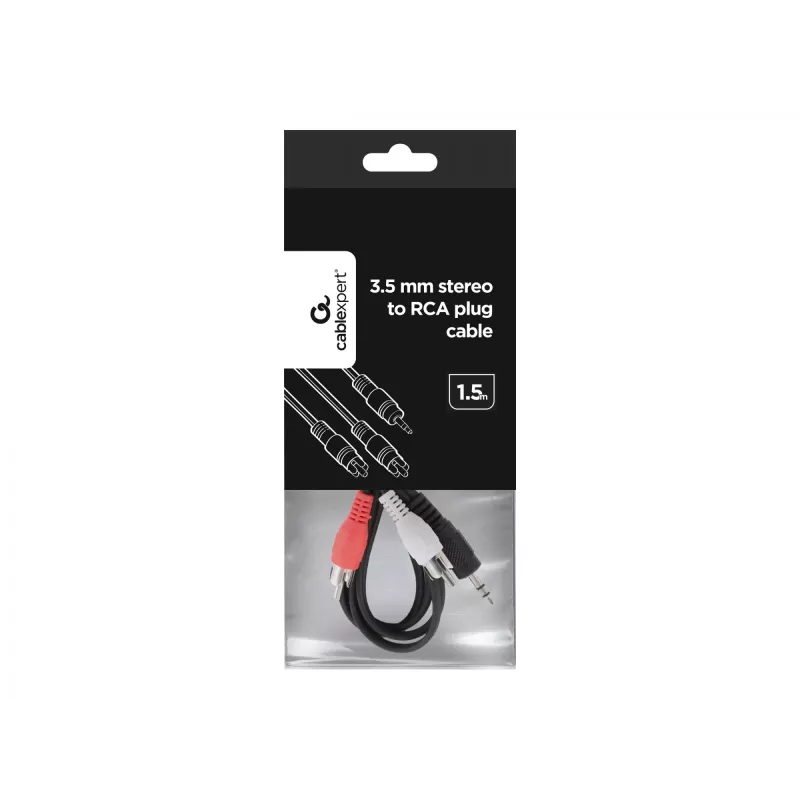 Gembird 1.5m - 3.5mm/2xRCA - M/M 1.5m 3.5mm 2 x RCA zwart - rood - wit (CCA-458)