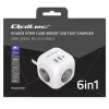Power Cube QOLTEC 52547 stekkerdoos 3×AC-stopcontacten, 2×USB-A, 1×USB-C PD 20W