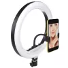 Maclean MCE610 10 12W LED ringlicht met statief en Bluetooth-ontspanner, 3 kleuren, 10 helderheidsniveaus, 10% -100% instelbare helderheid, 160 LED, smartphone-houder, verlichtingslicht