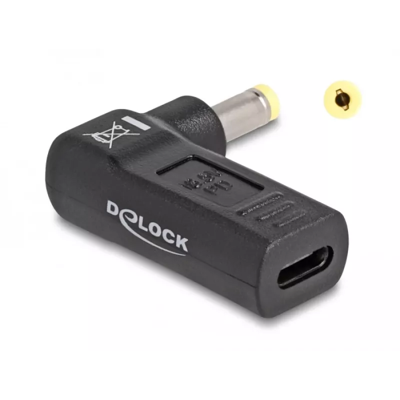 DeLOCK adapter USB Type-C bus naar HP 4,8 x 1,7 mm stekker 90° haaks