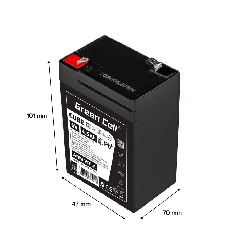 Batterij AGM VRLA 6V 4,5Ah IP54