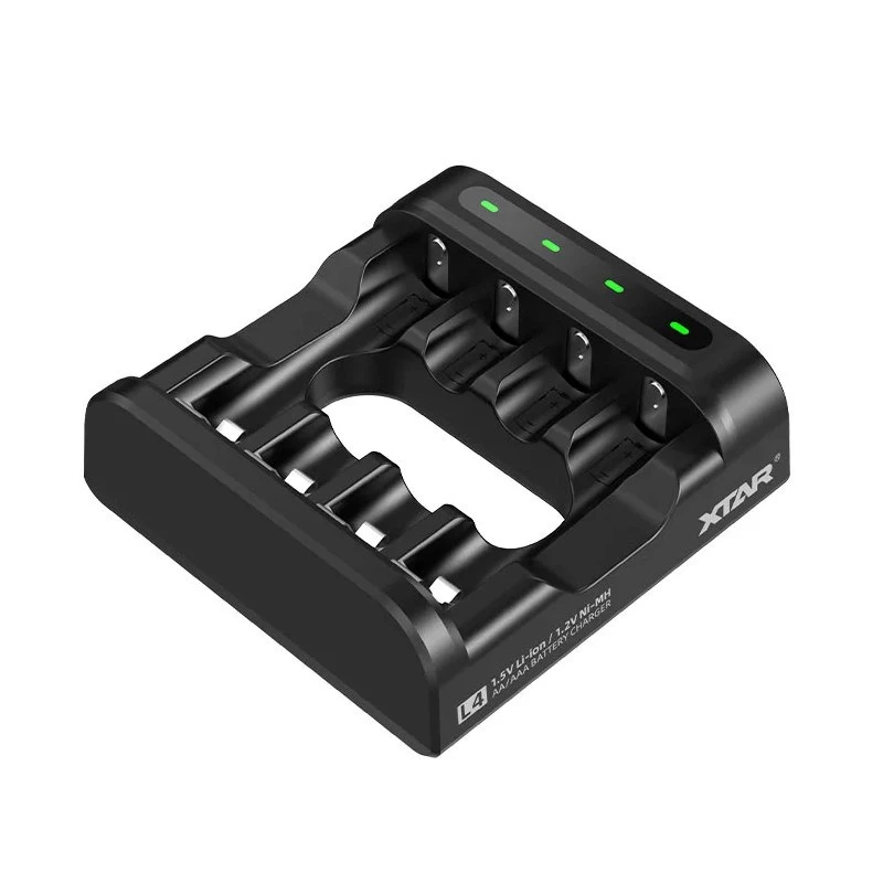 Batterijlader XTAR 4-slot voor AA/AAA (Li-Ion, NiMH) USB-C, LED-indicatoren, zwart