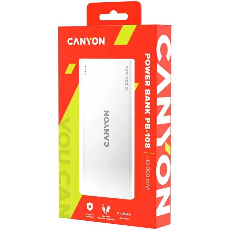 CANYON Powerbank PB-108 10000 mAh Wit