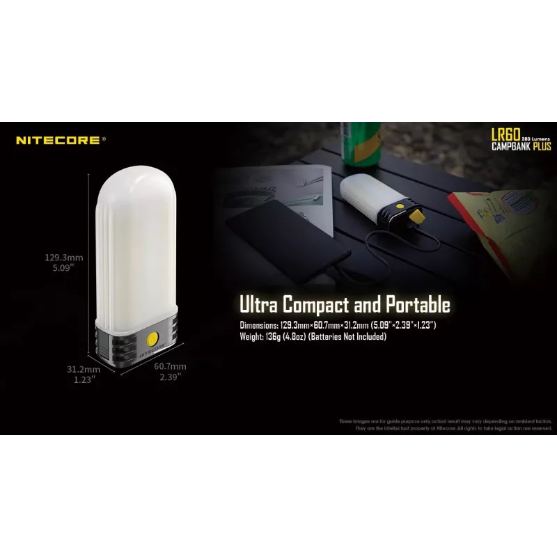Batterijgevoede campinglantaarn Nitecore LR60 280 lm USB C