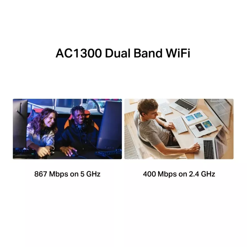 Mercusys MA30H AC1300 High Gain dualband wifi-USB-adapter, zwart
