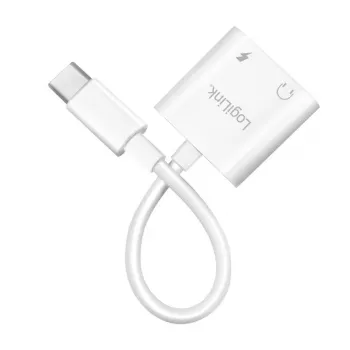 LogiLink USB-C audio-adapter USB-C/M naar 2x USB-C/F 60W PD wit