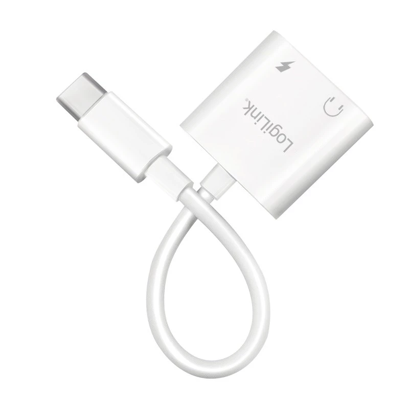 LogiLink USB-C audio-adapter USB-C/M naar 2x USB-C/F 60W PD wit