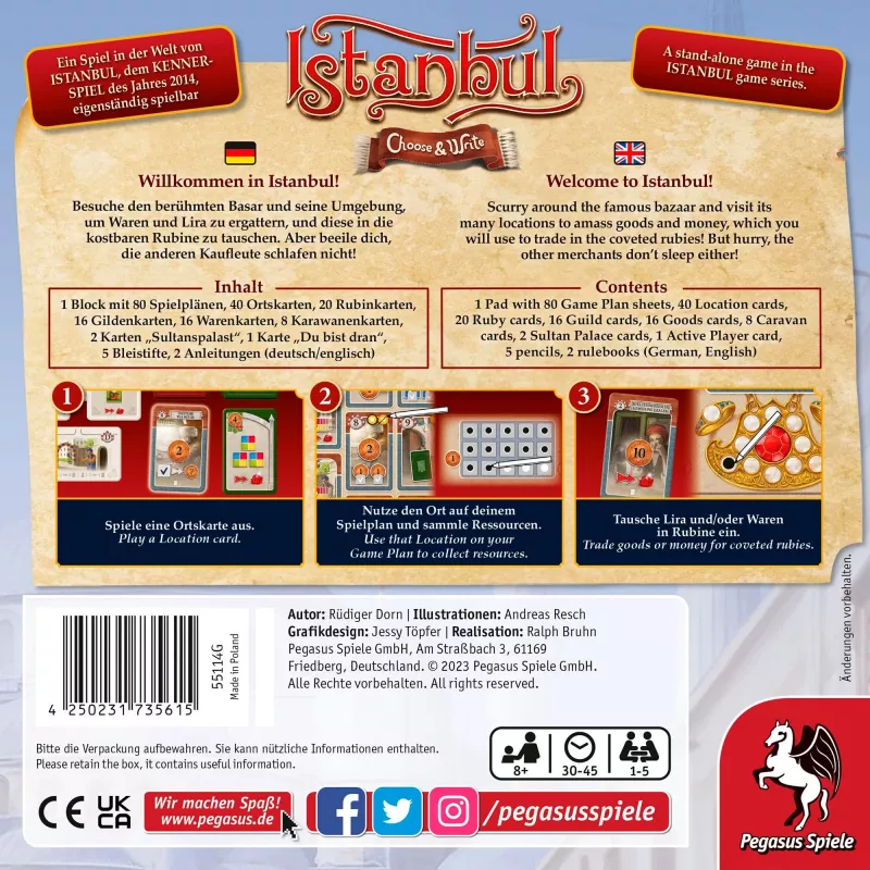 Istanbul - Choose & Write, bordspel
