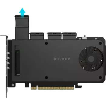 Mobilrahmen-adapterkaart icy dock MB204MP-1B — 4 × M.2 NVMe SSD hot-swap-mobilrahmen