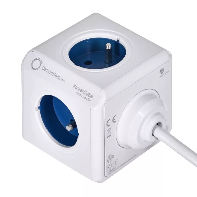 Allocacoc 2402BL/FREUPC stekkerdoos 1,5 m 4 AC-stopcontacten binnen blauw, wit