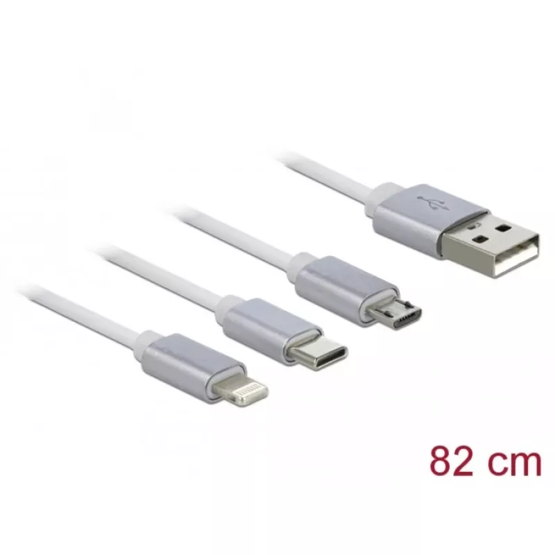 USB-kabel DeLOCK 85850 0,98 m USB 2.0 USB A USB C/Micro-USB B/Lightning