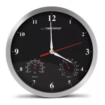 Esperanza Washington EHC008K mechanische wandklok, rond, zwart