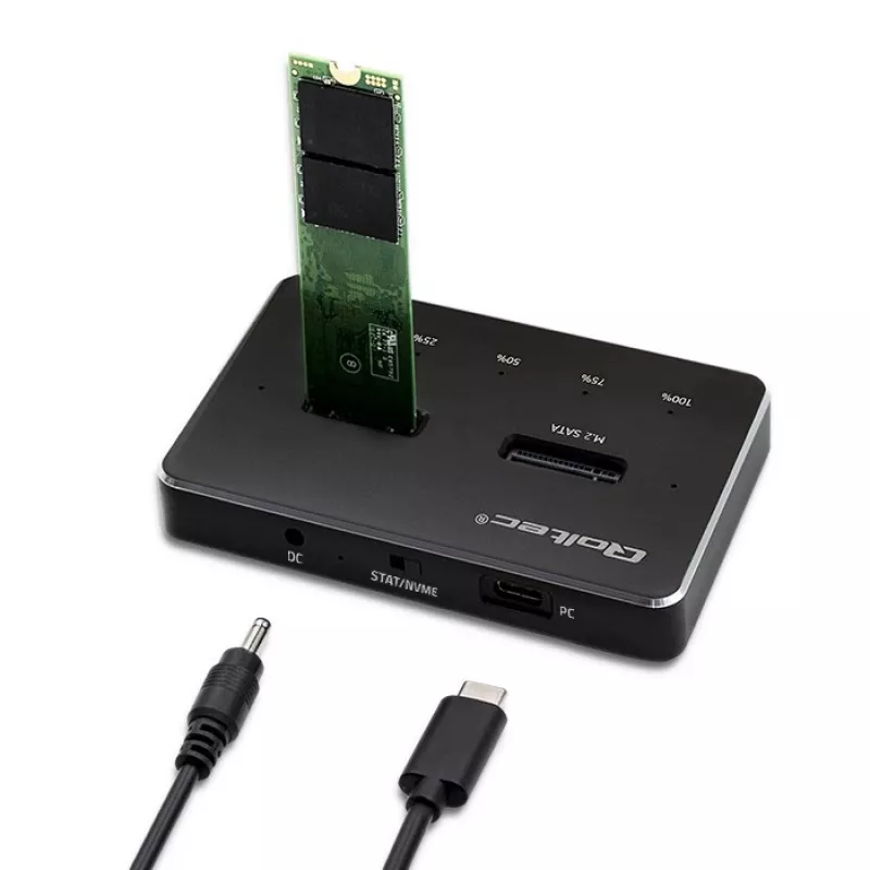 Qoltec 52274 M.2 SSD-dockingstation | NVMe | SATA | USB-C | DUAL 2 x 2TB