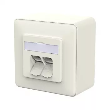 Metz Connect 130D380002-I E-DAT C6A IDC Opbouwdoos met 2 poorten, zuiver wit
