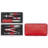 Zwilling Twinox reisset – rood lederen etui, 7-delig - rood