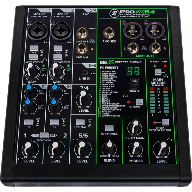 Mixer Mackie ProFX6v3 compacte 6-kanaals analoge mixer met USB-interface