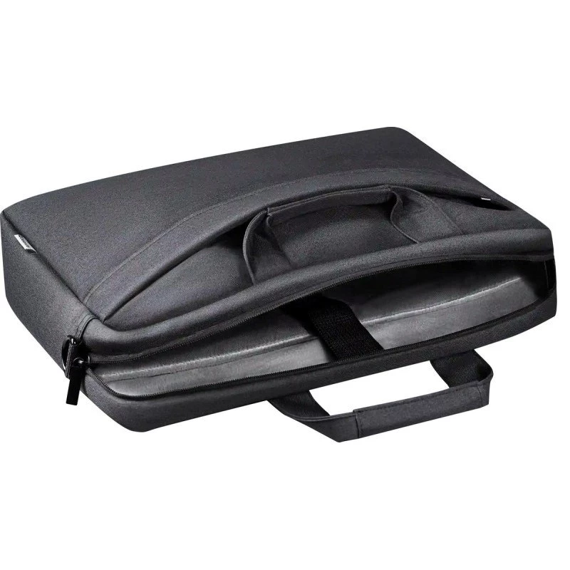 Laptoptas DEFENDER FIRM 26123 voor 15,6 inch laptops, polyurethaan, zwart, toploader, afneembare schouderriem