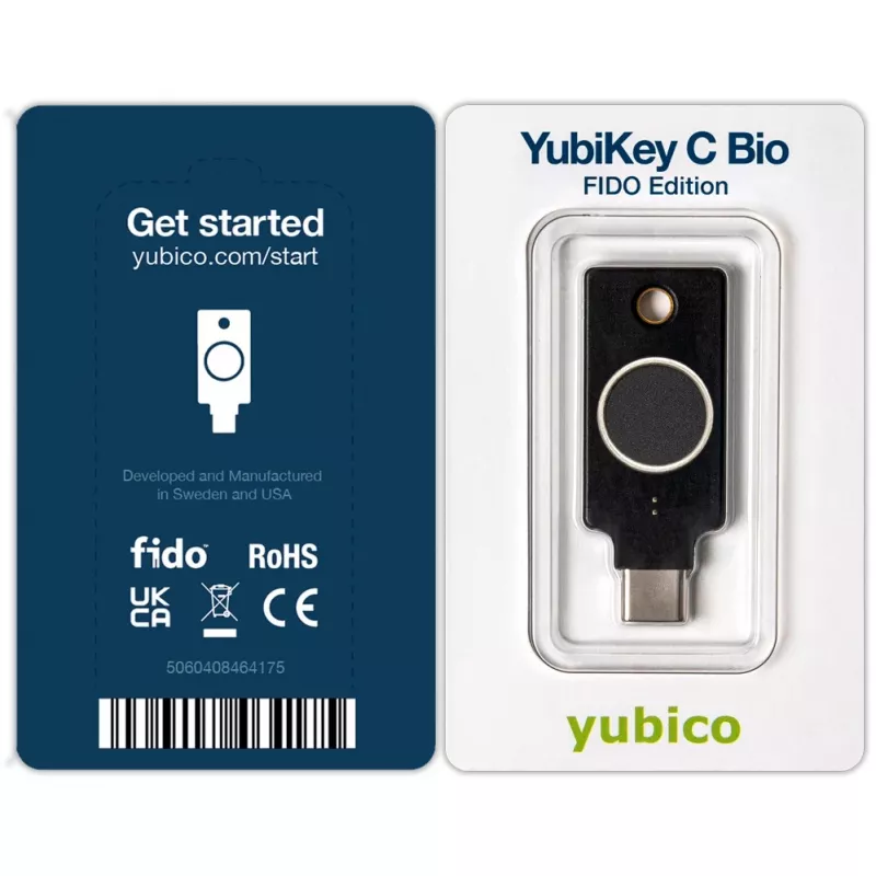 YubiKey C Bio FIDO Edition Yubico zwart wachtwoordloze authenticatie