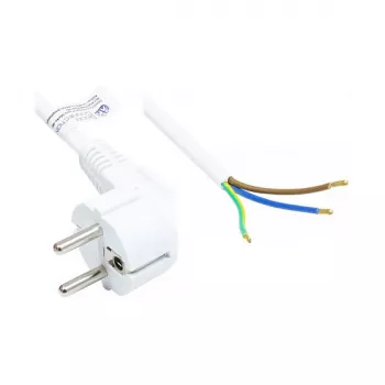 Netkabel Schutzkontakt-stekker type E+F (CEE 7/7, haaks) naar gestripte uiteinden, wit, 0,75 mm², 2 m, Good Connections® (P0185-W020)