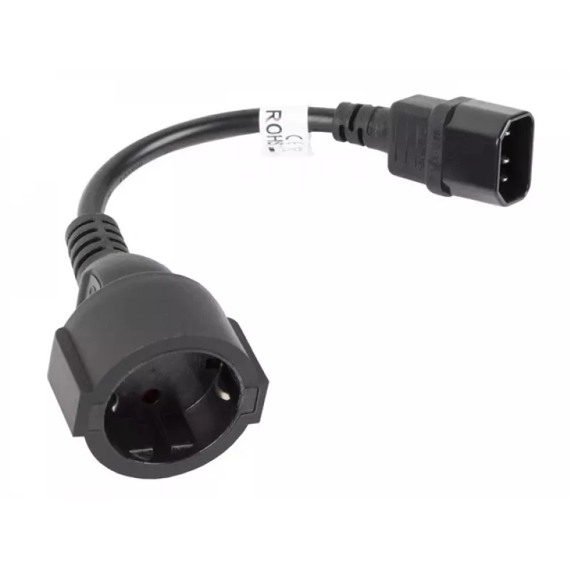 Lanberg CA-C14E-10CC-0018-BK stroomkabel zwart 0,18 m C14-koppeling (CA-C14E-10CC-0018-BK)