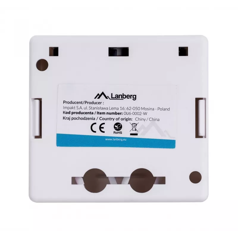 LANBERG opbouwdoos RJ-45 Cat6 OU6-0002-W wit, 2 bussen, 30×54×57 mm