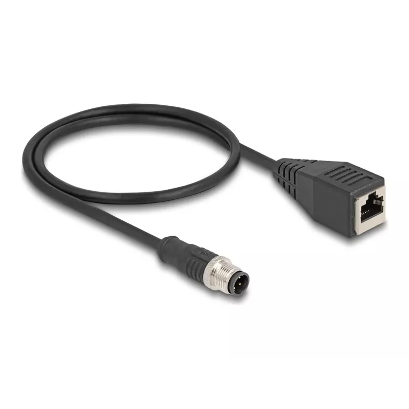 DeLOCK M12 adapterkabel D-gecodeerd 4-polig stekker naar RJ45 bus 50 cm