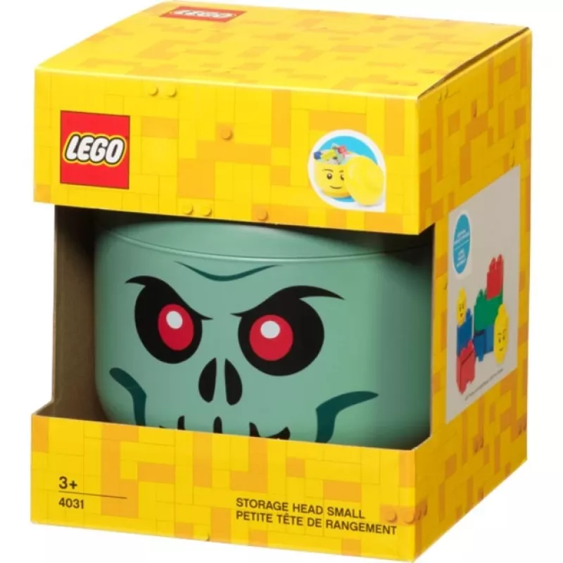 Opbergbox Room Copenhagen LEGO hoofd Skeleton klein, groen/zwart