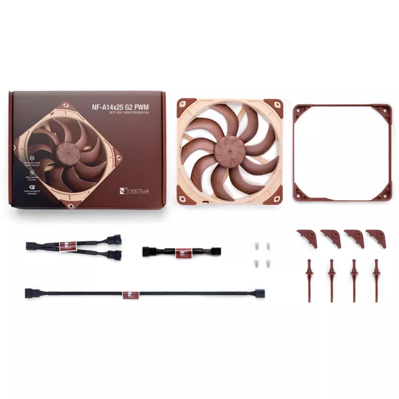 Ventilator Noctua NF-A14x25 G2 PWM 140 mm 1500 tpm SSO2-lager 4-pin-PWM beige