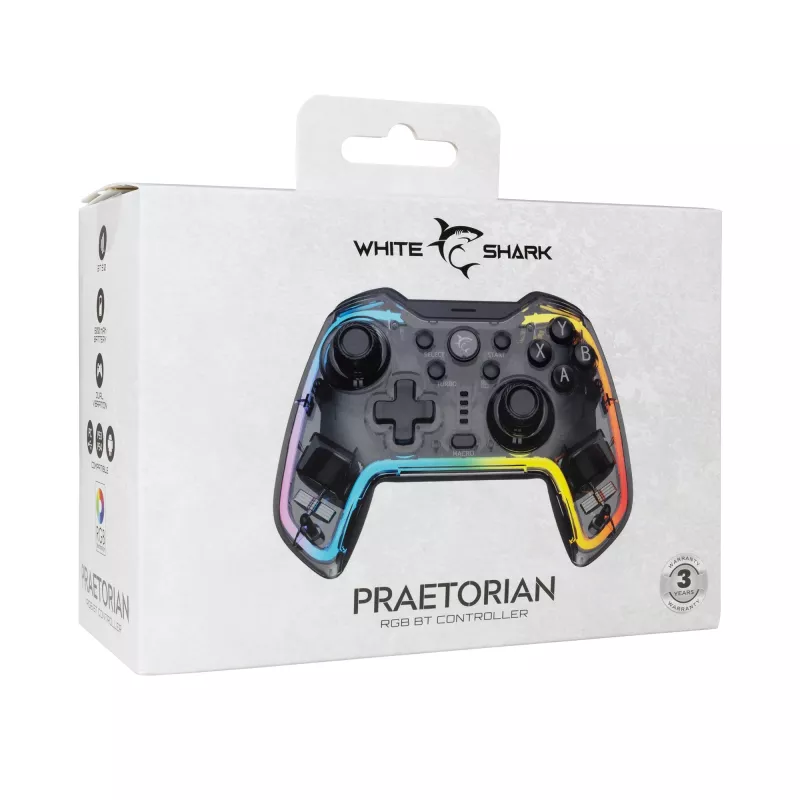 Gamecontroller White Shark GPW-8040 RGB draadloos Bluetooth, model PRAETORIAN