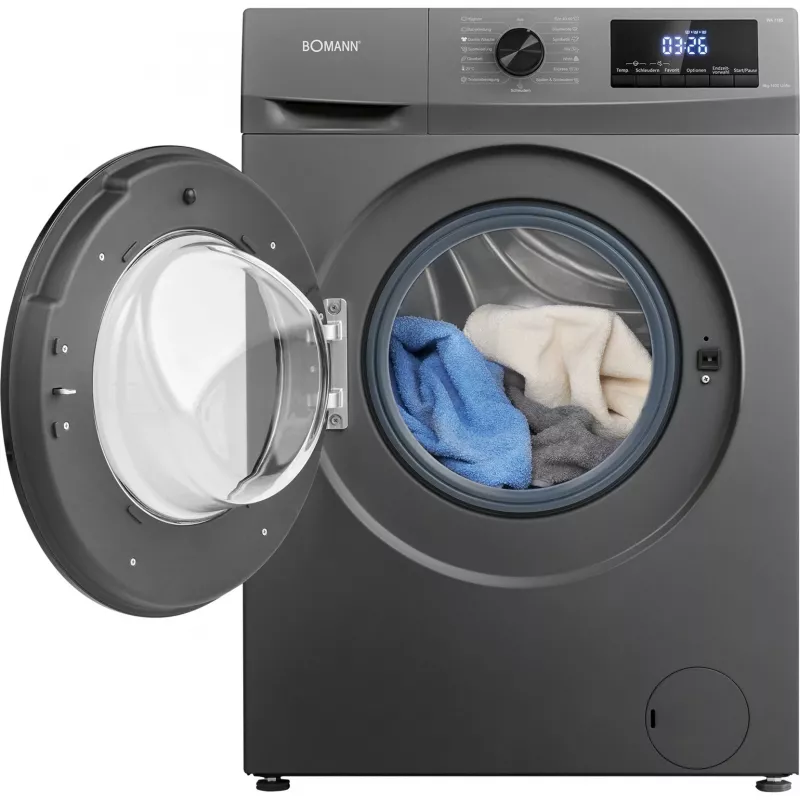 BOMANN WA 7185 frontlader wasmachine, 8 kg, 1400 tpm, titanium/zwart
