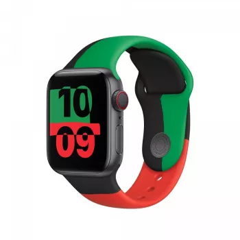 Band Apple 44mm zwart Unity sportband S/M zwart groen rood