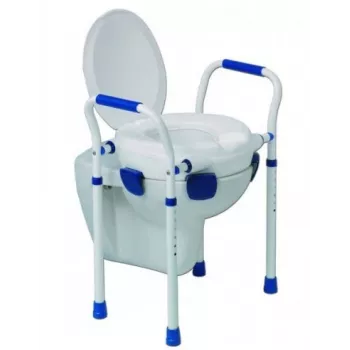 Toiletbrilzitting Aston Clipper VII 500431 — verstelbare medische toiletbril, polypropyleen, aluminium/stalen frame, binnendiameter 25×21 cm