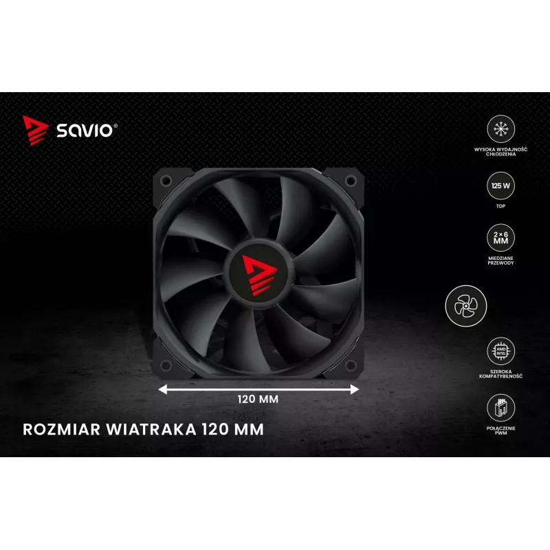 Koellichaam SAVIO SAVGCOFROSTX2 120 mm zwart, 2 heatpipes, 800–1800 RPM, 4-pins