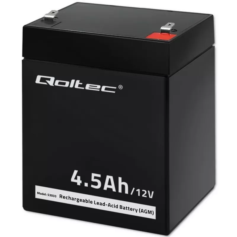 Qoltec 53033 AGM-accu 12 V 4,5 Ah, max. 1,35 A, onderhoudsvrij