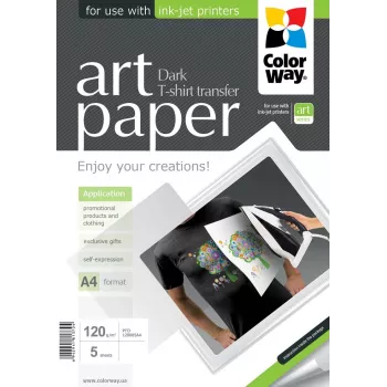 T-shirt-transferfotopapier ColorWay PTD120005A4 — A4, 120 g/m², 5 vel (voor donkere stoffen)
