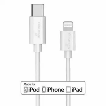 USB-kabel MediaRange MRCS215 1m USB C USB C/Lightning wit