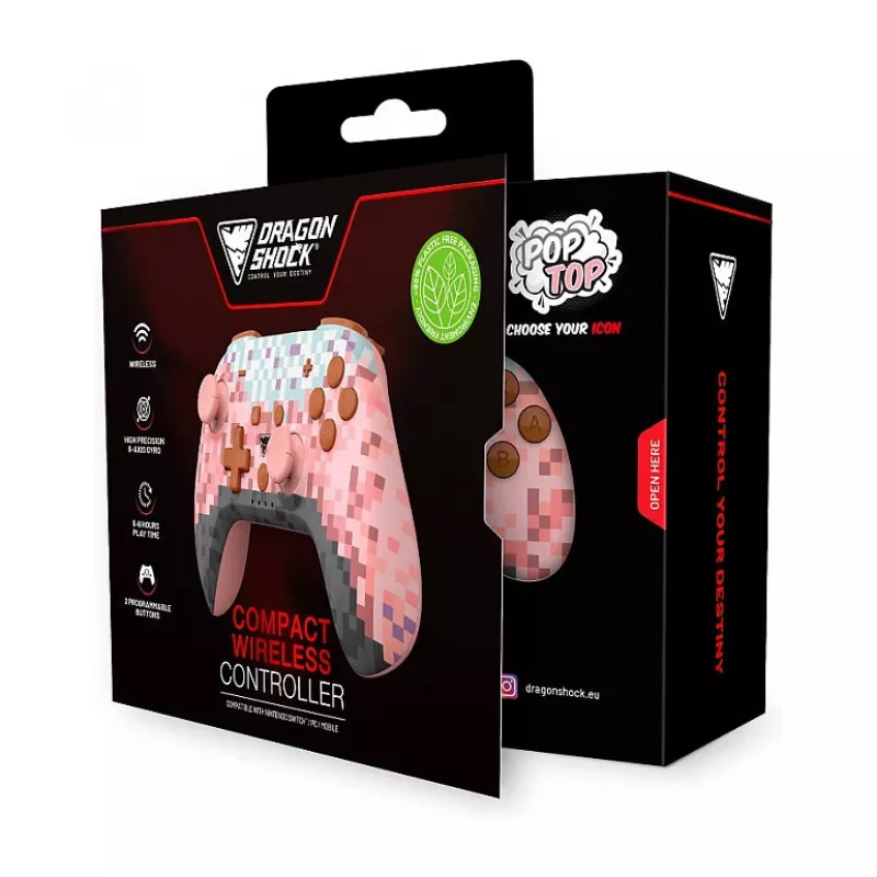 Dragonshock controller Poptop draadloze kubussen roze switch